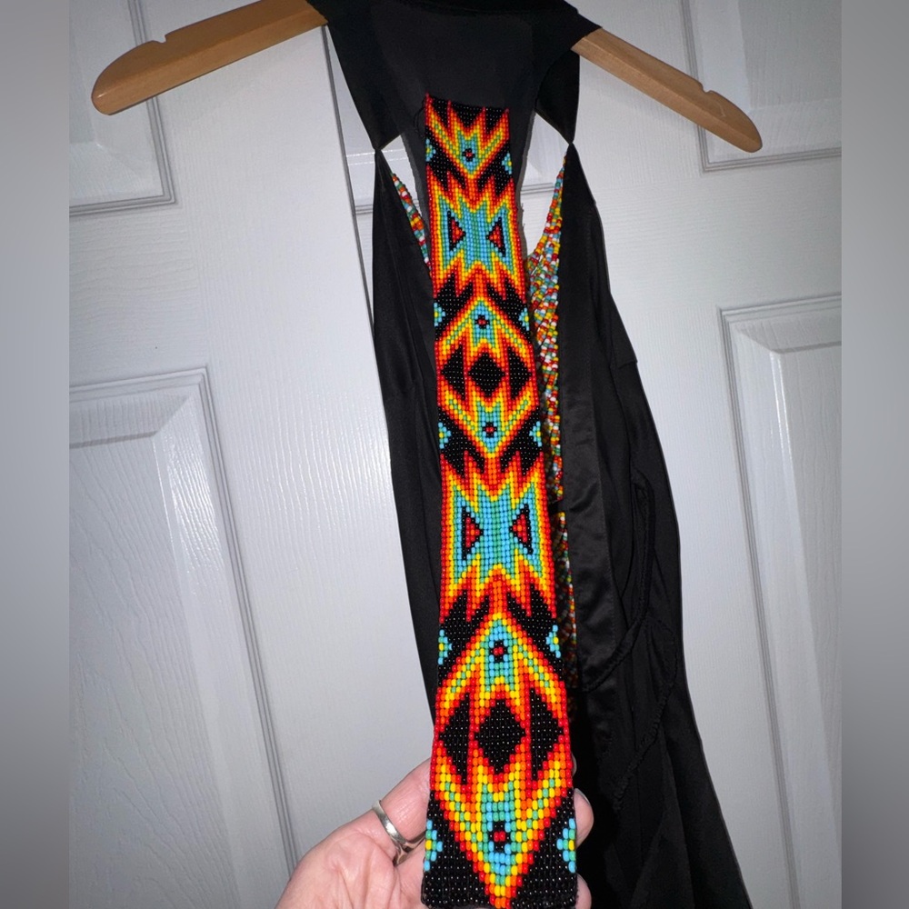 Sotto Couture  Artisan Hand Beaded Halter Dress — Vintage Wearable Textile Art - Picture 6 of 13